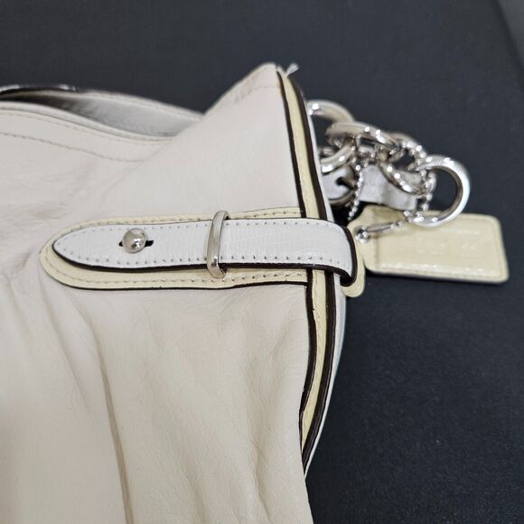 Coach Colette Signature Hobo Bag Leather Cream Shoulder Strap Casual Work Travel - Picture 6 of 16